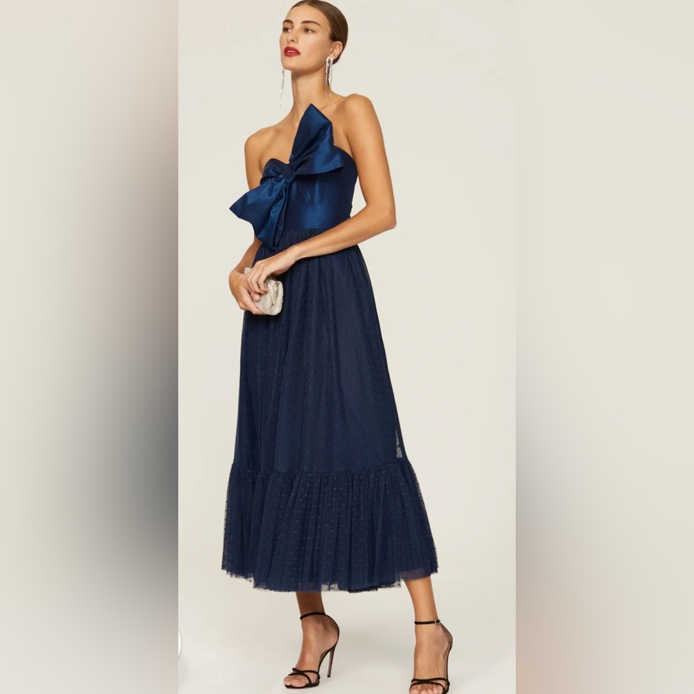 Hutch Elegant Navy Blue Bow Evening Dress